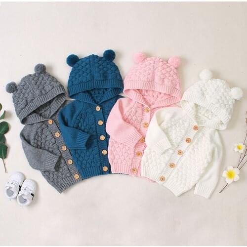 New Baby Knitted Sweater Coat Newborn Infant Baby Girl Boy Winter Jacket Warm Button Coat Knit Outwear Sweater Korean Fashion