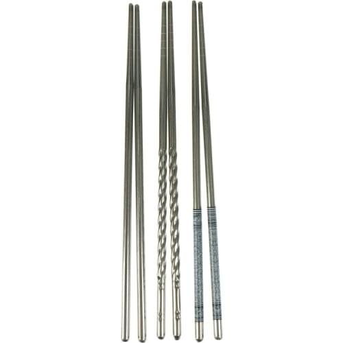 1Pair Sliver Color Stainless Steel Chopsticks Chinese Stylish Porcelain Design