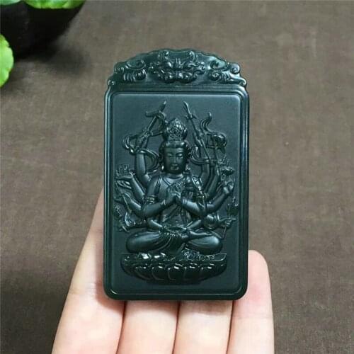 Hetian jade Qingyu thousand hand Guanyin brand pendant sapphire fine material skillful carving jade brand jade pendant hp13