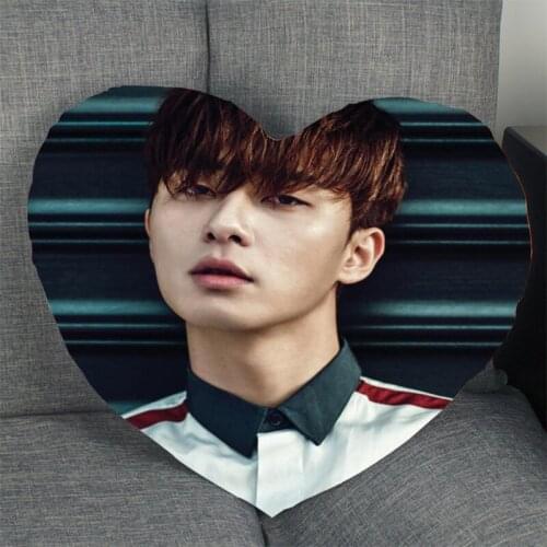 Custom Park Seo Jun Kpop Pillow Case Heart Shaped Zipper Pillow Cover Satin Soft No Fade Pillow Case Home Textile Decorative