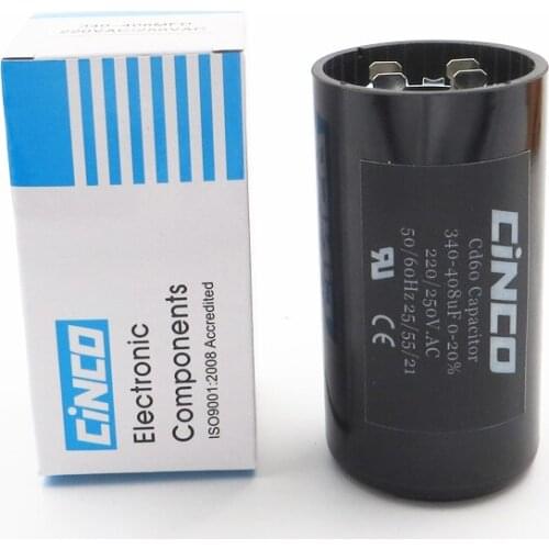 340-408MFD 220V 250V 275V CD60 Air Compressor Washing Machine Start Capacitor 340-408 mf uf Compressor 220VAC 250VAC