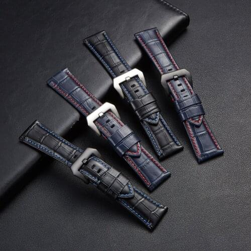 Bamboo pattern Genuine Leather watch Strap First layer cowhide Watch band 20/22/24/26mm Substitute Panerai Watch Strap UTHAI Z5