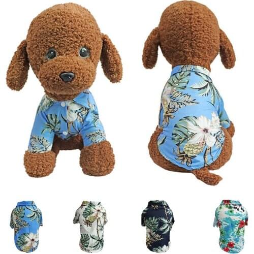 Dog Shirts Clothes Summer Beach Clothes Vest Pet Clothing Pineapple Tree T-Shirt Hawaiian Small T-shirts Cat Dog Shirt Tops Tees