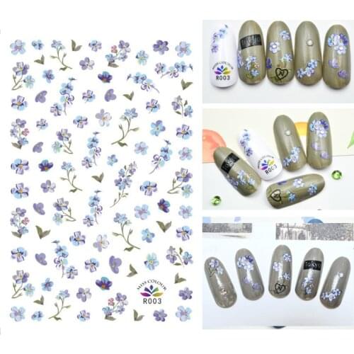 3D Stickers for Nails Self-adhesive Design Flower Branch Beautiful Nail Art Decorations Decals Foil Wrap Manicure Accessories