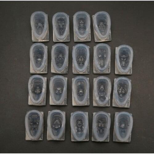 19Pcs 3D Carving Buddha Head Nail Art Silicone Mold New Year Lucky Charm God of Wealth Sun WuKong Gel Resin Casting Mold