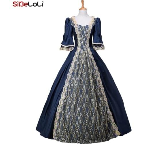 Navy Blue Royal Dress 18th Century Dress Costume Halloween Clothing Gothic Victorian Princess Dress