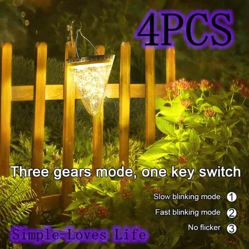 4PCS Solar Light Outdoor Decor Garden Light Three-speed Flashing Hanging Light LED Garden Decoration Outdoor Light Pendant Light