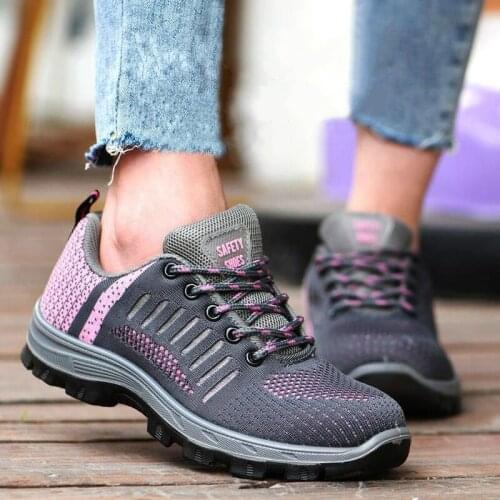 Womens casual steel toe covers shoes construction site worker safety shoe summer security working boots protect footwear zapatos