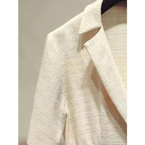 2021 Spring and Summer New Temperament Commuter Suit Collar High Waist Cold Thin Short Sleeve Dress