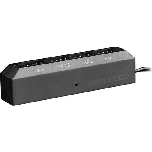 DEEPCOOL FH-04 4-Port Fan Hub 3-pin and 4-pin PWM fan expansion splitter cable management Double-sided adhesive installation