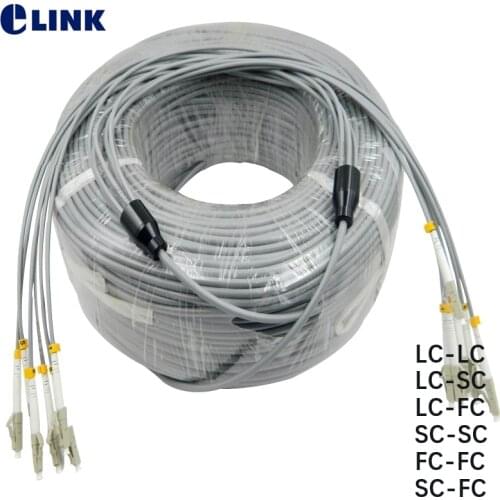 50mtr 6 core Armored fiber patchcords MM SC LC FC ST UPC Multimode 6 fibers Armored optical fibre jumper cable ELINK ftth patch