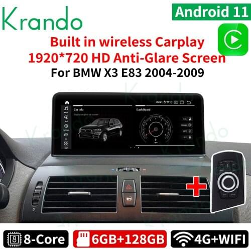 KRANDO Android 10.0 4G 64G 10.25'' car audio navigation gps radio player for BMW X3 E83 2004-2009 multimedia system