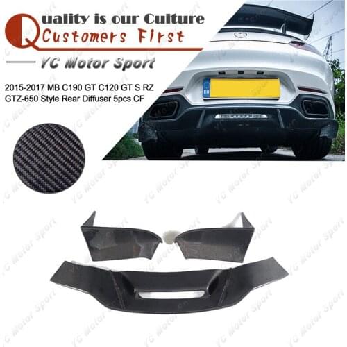 Car Accessories Carbon Fiber RZ GTZ-650 Style Rear Diffuser 5pcs Fit For 2015-2017 MB C190 GT C120 GT S Rear Bumper Diffuser Lip