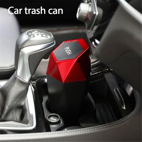 Car Trash Can with Lid Car Dustbin Diamond Design Leakproof Vehicle Trash Bin Mini Garbage Bin For Automotive Car & Home