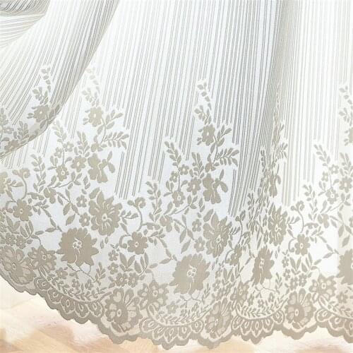 White lace tulle Curtains sheer for living room bedroom window luxury floral curtain drapes for girl wedding room