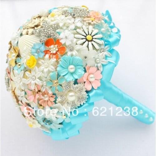 EMS free shipping,Blue wedding bridal bouquets, floral style Lolita small fresh bouquet, brooch bouquet