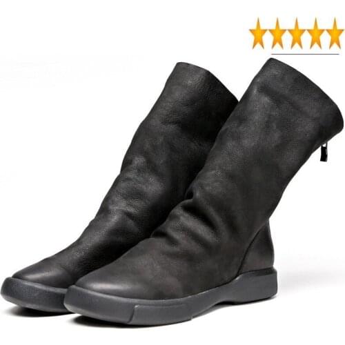 Genuine Casual Soft Comfort Women Leather Nubuck Round Toe Zip Cowhide Pleated Low Fashion Streetwear Platform Boots