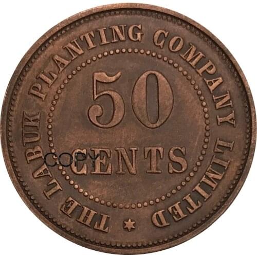 British North Borneo 50c The Labuk Planting Company Limited 50 Cents Red Copper Metal Copy Coins