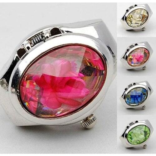 Womens Fashion Rhinestone Ring Watch Oval Cover Mini Quartz Watch Ring for women watches luxury oval Women Jewelry Mini Watch