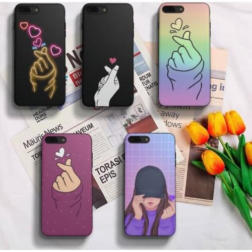 Korean Finger Heart Love Phone Case Fundas Shell Cover For Iphone 6 6s 7 8 Plus Xr X Xs 11 12 13 Mini Pro Max
