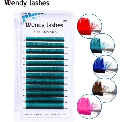 Colored Lashes Extension Easy Fan Russian Volume False Eyelash Faux Mink Blooming Fans Brown/Purple/Blue Colored Lashes Supplies