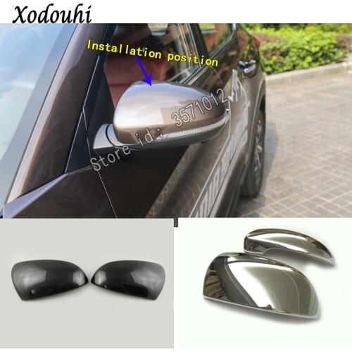 For Hyundai Tucson 2019 2020 Car Styling Eyebrow Back Rear View Rearview Side Door Cover Stick Trim Frame Part 2pcs