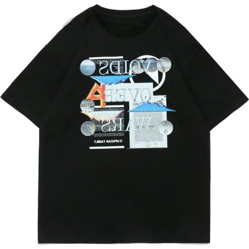 Tshirts Casual Streetwear Men Newspaper Letter Print Short Sleeve T-Shirts Cotton Hip Hop Harajuku Loose Tees Tops Male