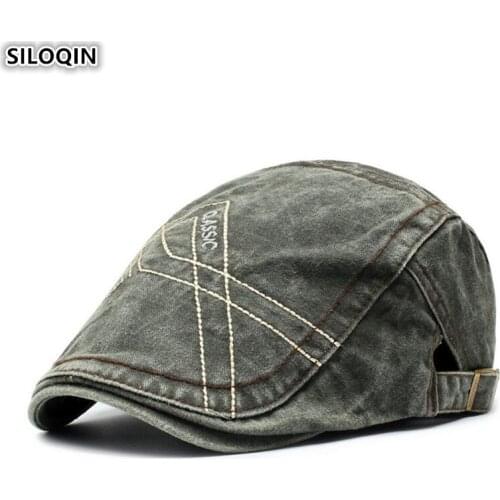 SILOQIN Adult Mens Cowboy Berets Hat 2019 New Fashion Trend Retro Sun Visor Hats Snapback Cap Adjustable Size Vintage Dads Cap