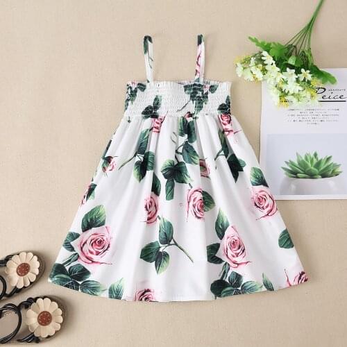 Girls Summer suspender dress childrens wear girls flower pattern skirt suitable for 3-7 years old