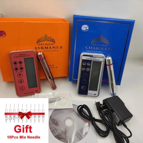 Dermografo Charmant Tattoo Machine Set Microblading Permanent Tattoo Brow Gun With 10Pcs Cartridge Needles For Micropigmentation