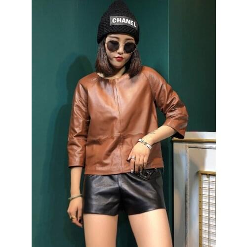 Fashion High Quality Real Leather Jackets Women Spring Autumn 100% Sheepskin Leather Coat Womems Clothing Cuero Genuino Zjt2702