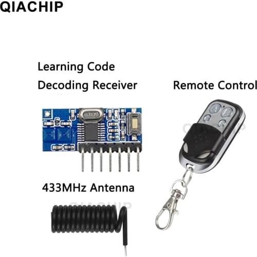 QIACHIP 433mhz RF Relay Receiver Module Wireless 4 CH Output With Learning Button and 433 Mhz RF Remote Controls Transmitter Diy