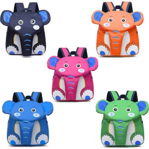Cartoon Elephant Shoulder Bag Kindergarten Schoolbag Backpack For Toddler Kids LX9F
