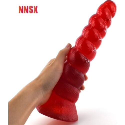 NNSX Long Anal Plug transparent Wine Red Spiral Round Head Texture Tools Penis Lesbian Toys for Adults 18 Sex Shop Dildosex Toy