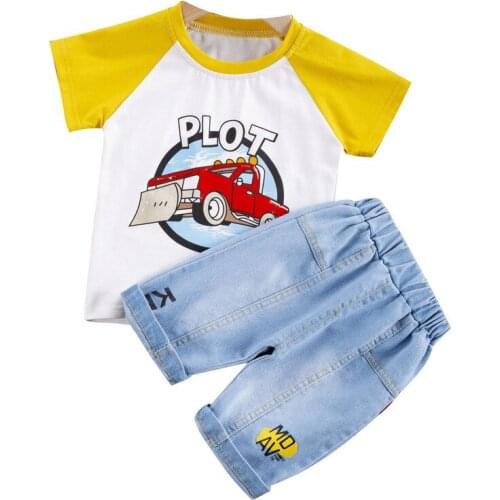 New Summer Infant Kids Fashion Clothes Baby Boys Girl Shirt Shorts 2Pcs/sets Toddler Cartoon Clothing Children Letter Tracksuits