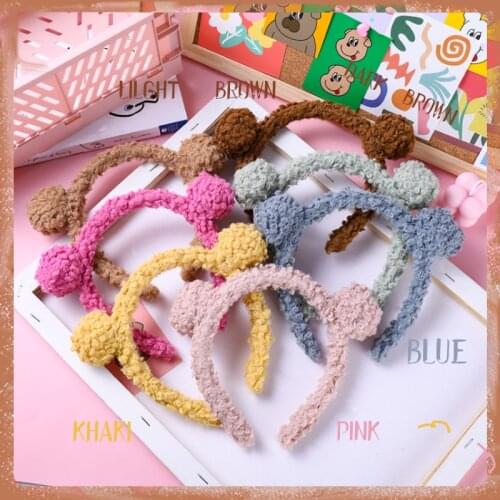 New Girls Cute Bear Ear Hairband Lamb hair Kids Sweet Plush Hair Band Simple Trendy Hairbands for Girl Hair Accessories