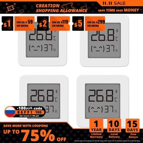 New Xiaomi Mijia Bluetooth Thermometer 2 Smart Wireless Electric Digital Hygrometer Thermometer Work With Mijia APP