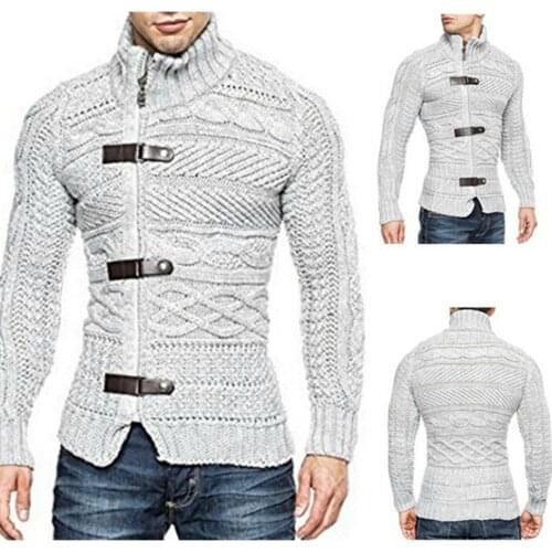 Autumn Winter Mens Sweater Coat Casual Warm Sweater Cardigan Men Solid Turtleneck Slim Fit Knitting Thick Clothes Sweater