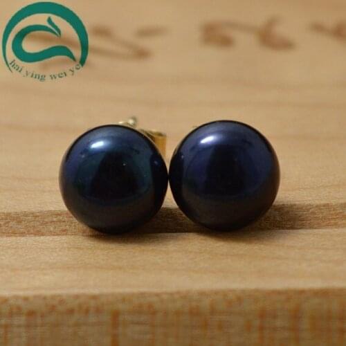 Mothers Day Gift Pearl Jewelry Black Real Freshwater Pearl Earrings S925 Sterling Silvers Stud Earring Charming Women Gift