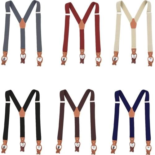 Vintage Mens Y Back Suspenders with Strong Clips Leather Joint Elastic Stretch Belt Clothing Accessories