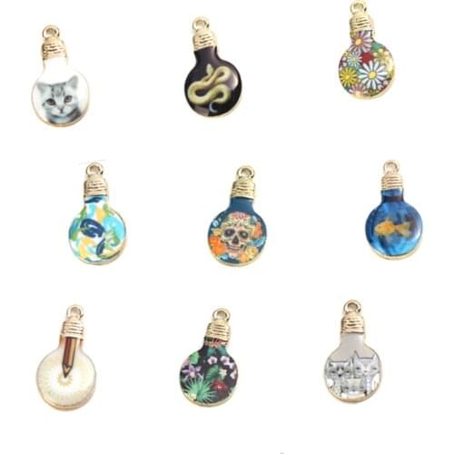 DoreenBeads Fashion Zinc Based Alloy Pendant Bulb Series Gold Multicolor Daisy Flower Enamel Jewelry DIY 22mm x 12mm, 10 PCs