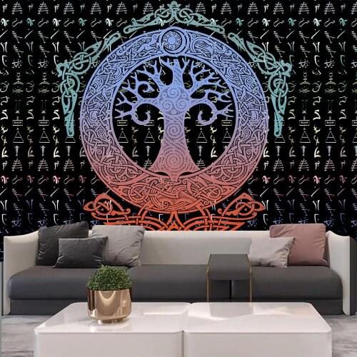 Psychedelic Life Tree Tapestry Mandala Wall Hanging Hippie Bohemian Wishing Tree Tapestries for Living Room Home Decor