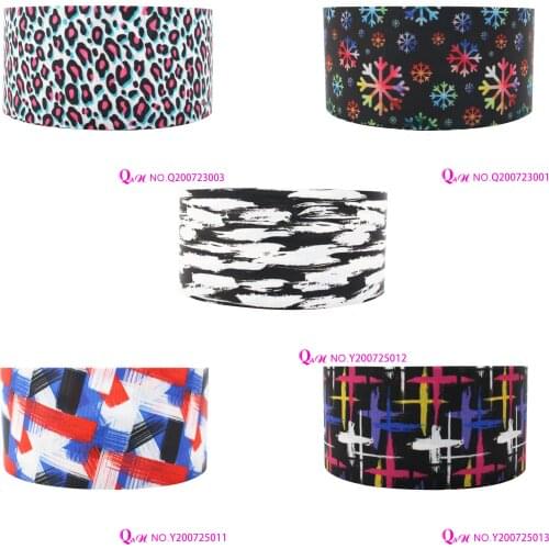 Q&N ribbon 16mm ~ 75mm Colorful Snowflakes And Leopard Print 50yard Ribbons Gift Box With Logo DIY Craft /FOE For Party For Bow