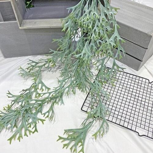 Tropical rainforest plant fake big antler leaf wall hanging plastic vine engineering landscaping decoration hanging green plant