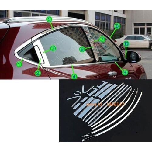 Car Stick Steel Glass Window Garnish Pillar Middle Column Strip Trim Panel For Honda HR-V HRV Vezel 2014 2015 2016 2017 2018