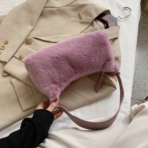 Hand Bags For Women 2020 Trend Small PU Leather Crossbody Bags Womens Luxury Faux Fur Small Soft Shoulder Handbags Winter