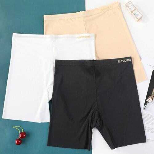 M~4XL Ice Silk Safety Shorts Summer Short Invisible Seamless Short Pants Womens Lingerie High Waist Boyshorts Female Intimates