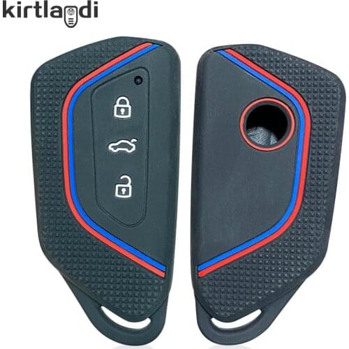 Silicone Smart Key Case Holder Cover for VW Volkswagen Golf 8 Mk8 for Skoda Octavia 8 VAG Group for Seat Leon 2020 2021 Keychain