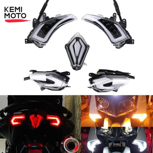 KEMiMOTO Led Light For YAMAHA Tmax 530 TMAX530 T MAX 2012-2015 2016 Front Turn Signal Light Rear Tail Brake Lamp LED Taillight