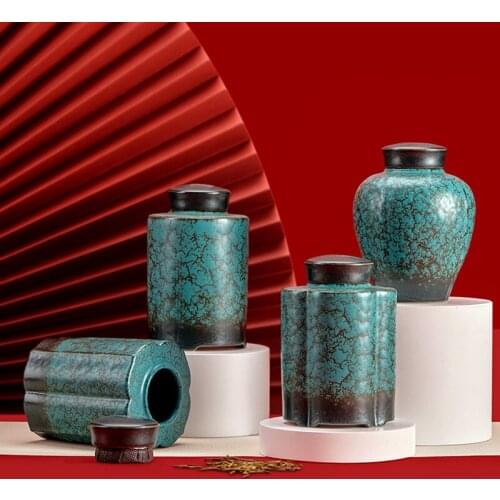 Creative Marbled Ceramic Sealed Pot Portable Tea Set Small Pot Mini Tea Leaf Storage Pot Living Room Home Decoration Accessories
